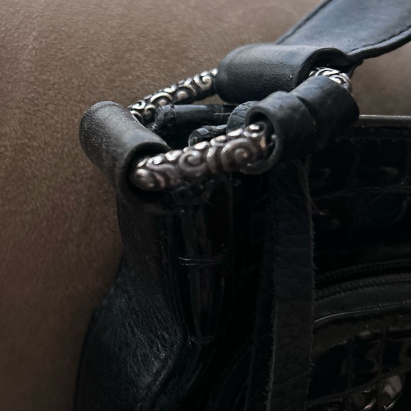 BRIGHTON Vintage - Black Crocodile-Embossed Women's Bag - Picture 7 of 13